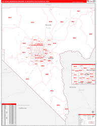 Las Vegas-Henderson-Paradise Metro Area Wall Map Red Line Style 2024